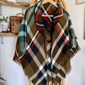 Plaid poncho